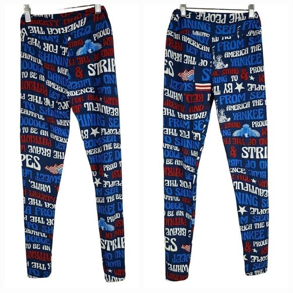 NEW LuLaRoe PATRIOTIC Song Lyrics One Size (2-10) Butter Soft Legging American - Picture 10 of 10